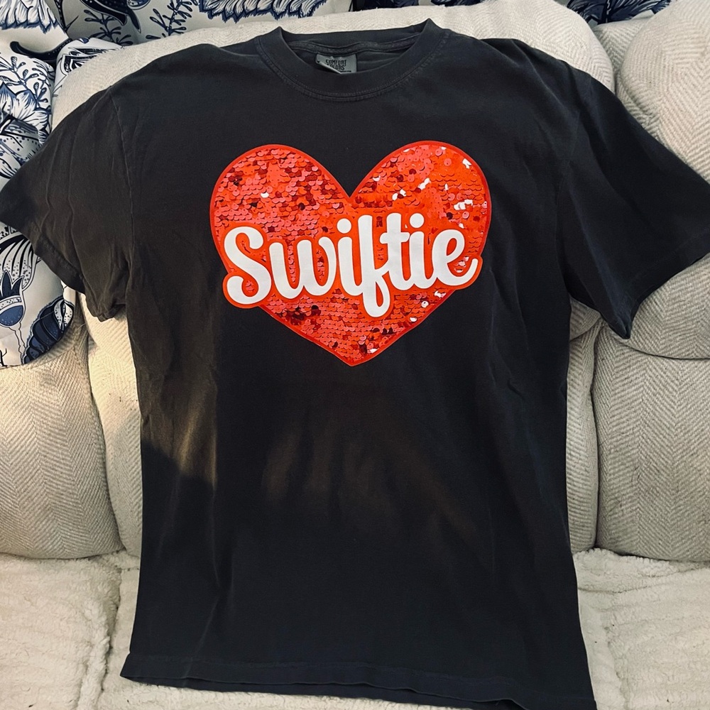 Faux Sequins Swiftie Heart Tee Shirt - Brand New
